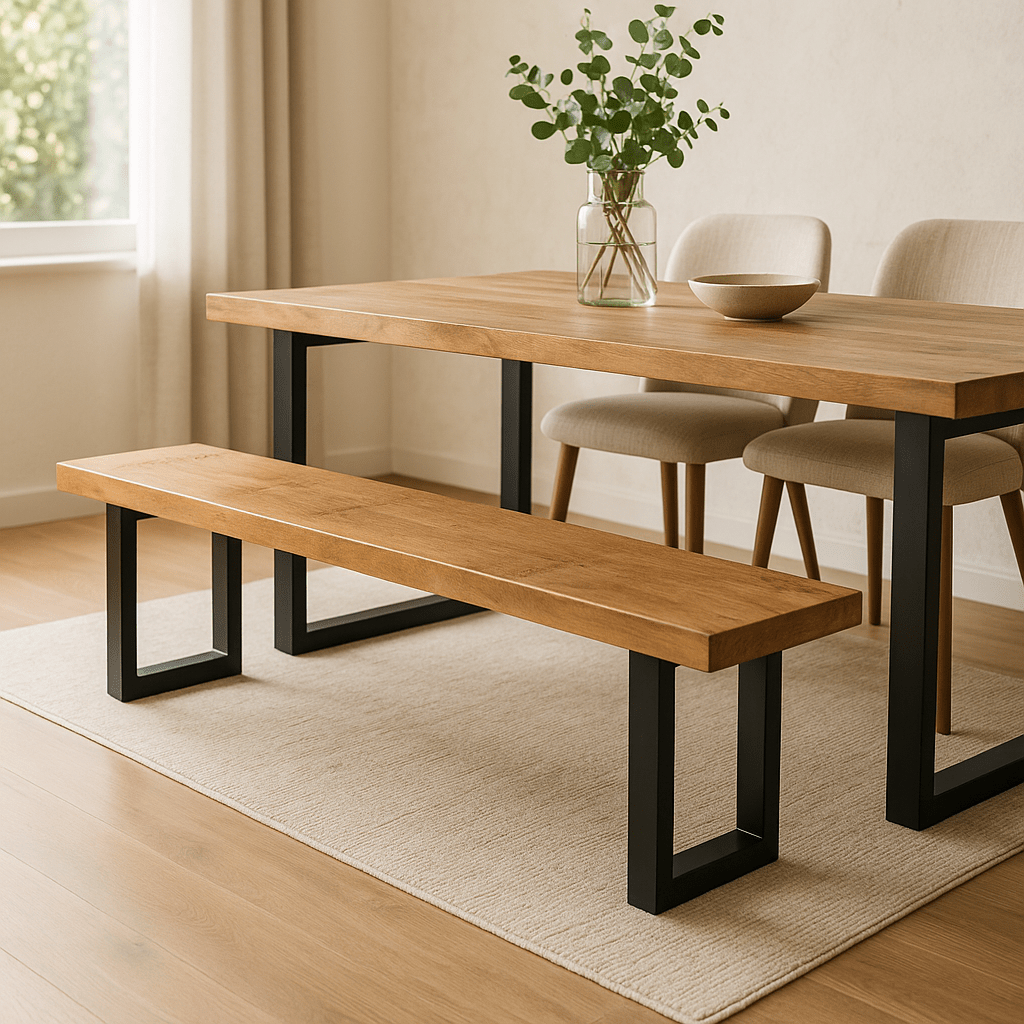 Mangohouten eetkamerbank Cleveland U-poot 160x40 cm Mahom
