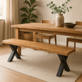 Mangohouten eetkamerbank X-poot 140x40 cm