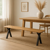 Mangohouten eetkamerbank X-poot, 140x40 cm 