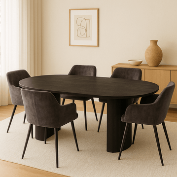 Mangohouten eettafel zwart 210x100cm