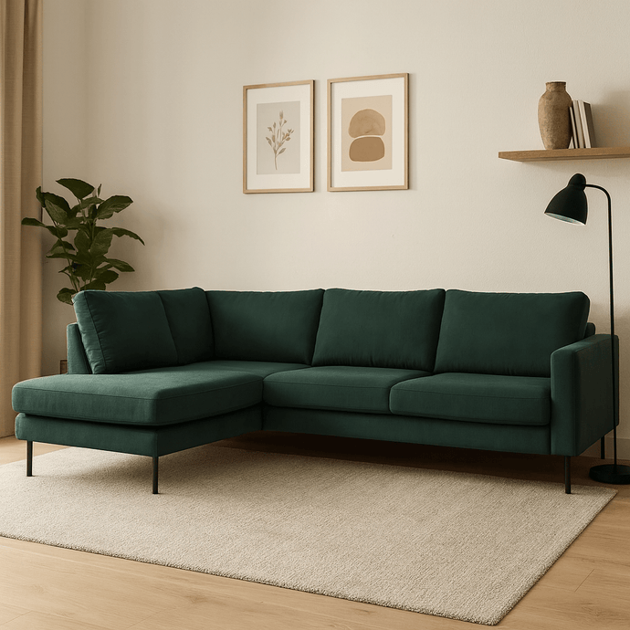 Hoekbank Malaga 4-zits Links Groen Mahom