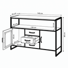 Mangohouten Dressoir Britt 140 cm met 3 lades en 2 deuren Mahom
