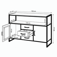 Mangohouten Dressoir Britt 140 cm met 3 lades en 2 deuren Mahom