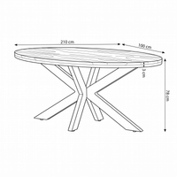 Mangohouten Eettafel Tulsa Ovaal 210×100 cm Mahom