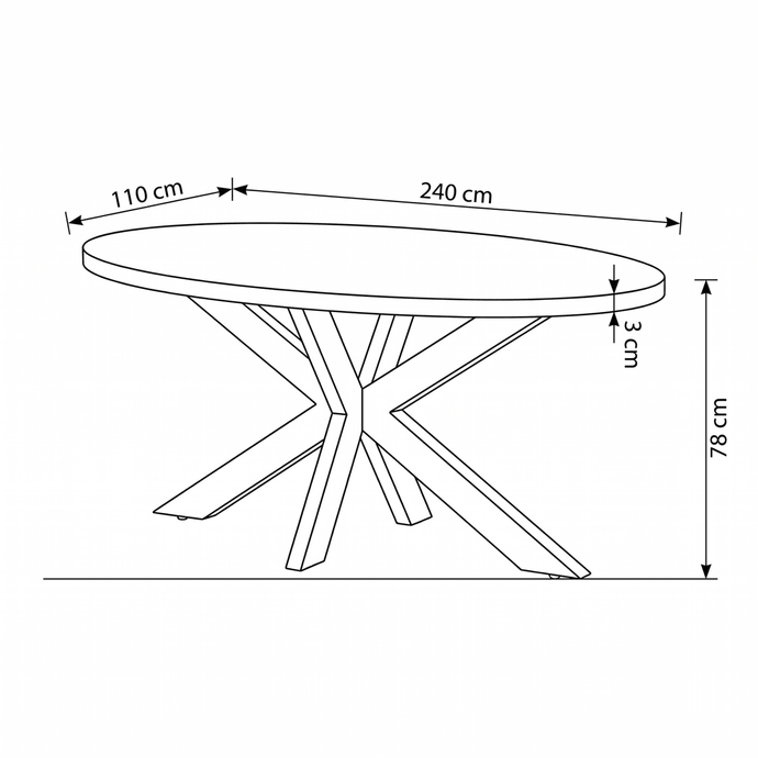 Mangohouten Eettafel Tulsa Ovaal 240×110 cm Mahom