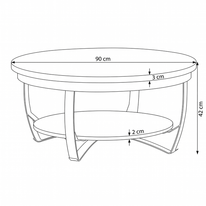 Mangohouten Salontafel Bakersfield 90 cm Mahom