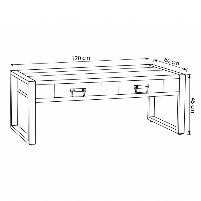 Mangohouten Salontafel Britt 120 cm met 2 lades Mahom