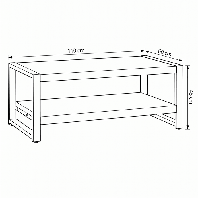 Mangohouten Salontafel Britt tweelaags 110 cm Mahom