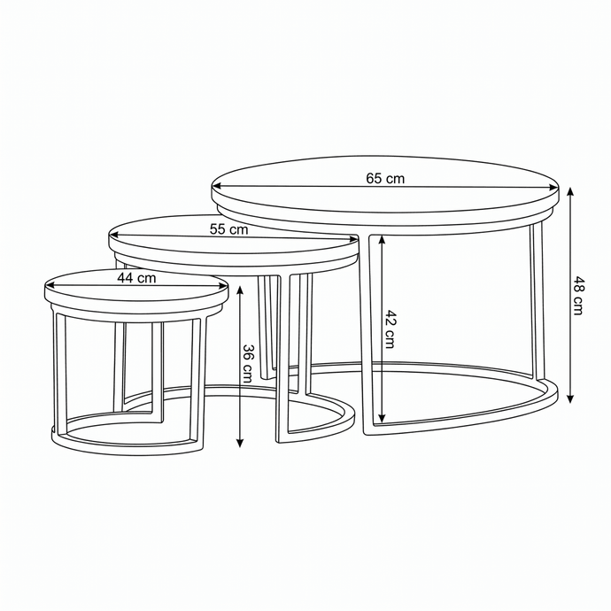 Mangohouten Salontafels Sienna Set van 3 Mahom