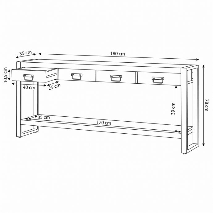 Mangohouten Sidetable Britt 4 lades Mahom