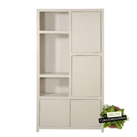Mangohouten Wandkast Phoenix 120 cm Crème Mahom (3 open vakken, 4 deuren)