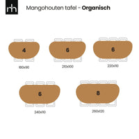 Mangohouten Eettafel Organisch Alessia 260x120 cm Mahom