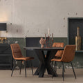 Mangohouten Eettafel rond zwart