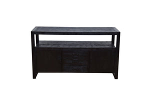 Mangohouten Dressoir Pittsburgh Black 140 cm met 3 lades en 2 deuren Mahom