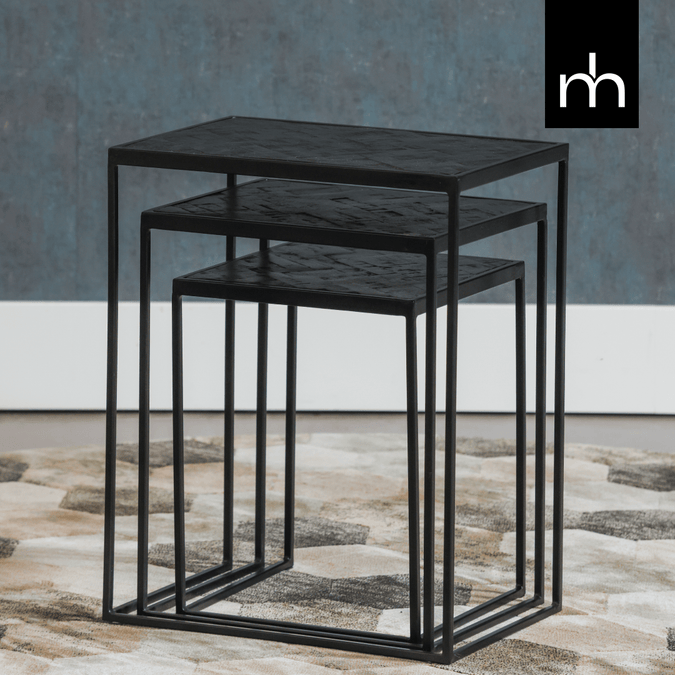 Mangohouten Salontafelset Dayton Set van 3 Black