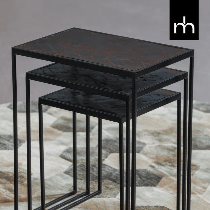 Mangohouten Salontafelset Dayton Set van 3 Black