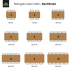 Mangohouten Eettafel Cleveland Black Rechthoek 260x100 cm Mahom