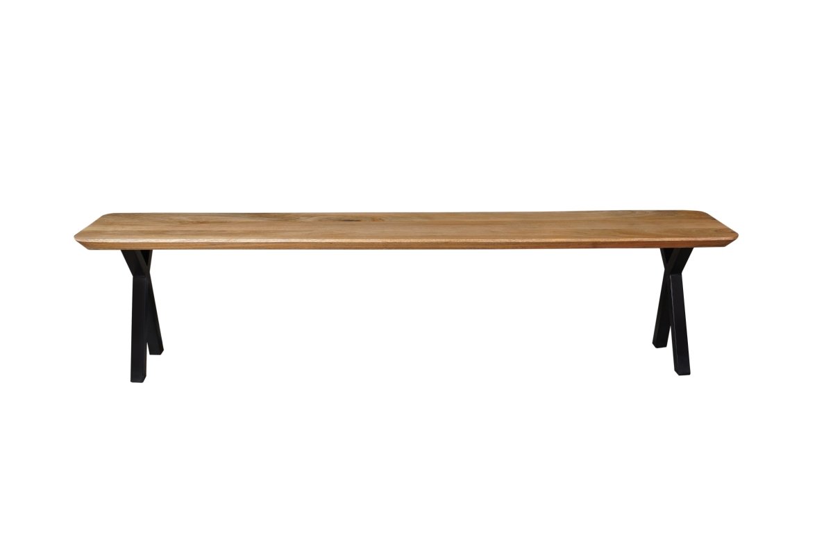 Mangohouten eetkamerbank Salerno X-poot, taps 160x40 cm Mahom