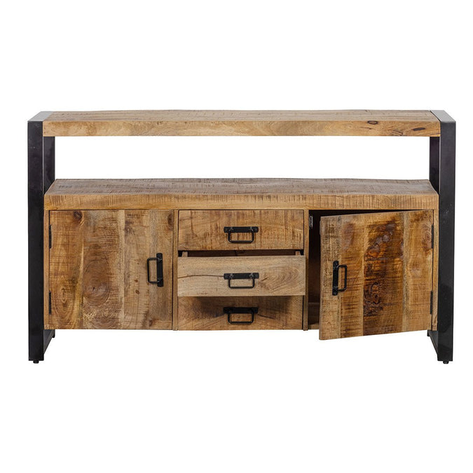 Mangohouten Dressoir Pittsburgh 140 cm met 3 lades en 2 deuren Mahom