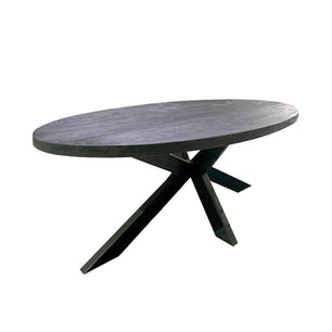 Mangohouten Eettafel Tulsa Black Ovaal 210×100 cm Mahom - Mangohoutonline