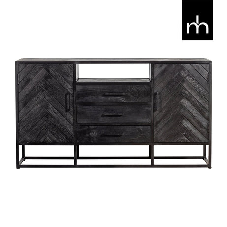 Mangohouten Dressoir Toronto Black 145x80 cm Mahom