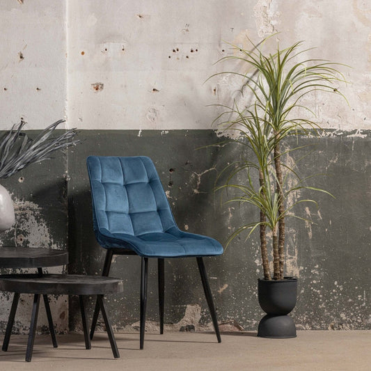 Eetkamerstoel Nice Donkerblauw met zwart onderstel Mahom