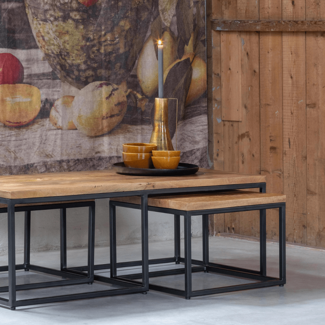 Mangohouten Salontafelset Miami set van 3