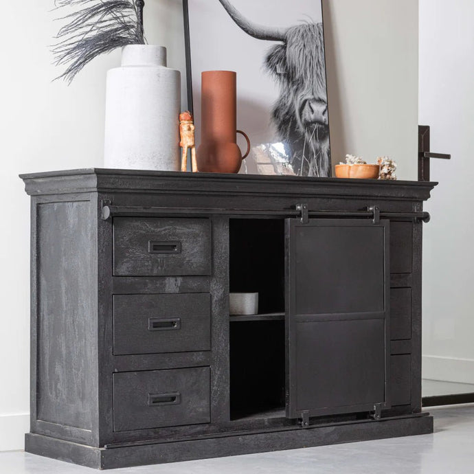 Mangohouten Dressoir Newark Black 160 cm Mahom